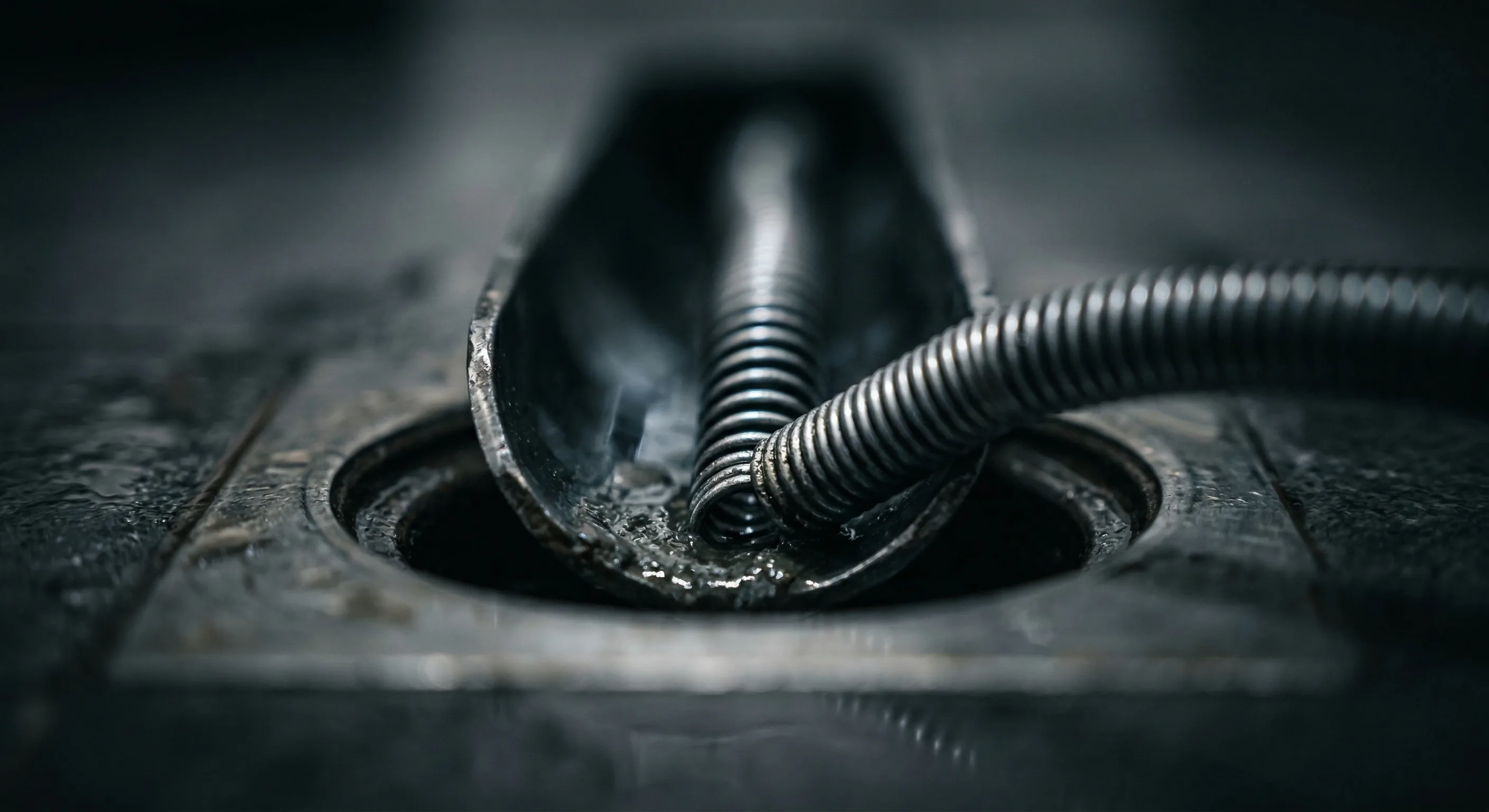 Abflussreinigung – Topallaj Haustechnik GmbH Rohrreinigungsspirale im verstopften Bodenablauf – Topallaj Haustechnik