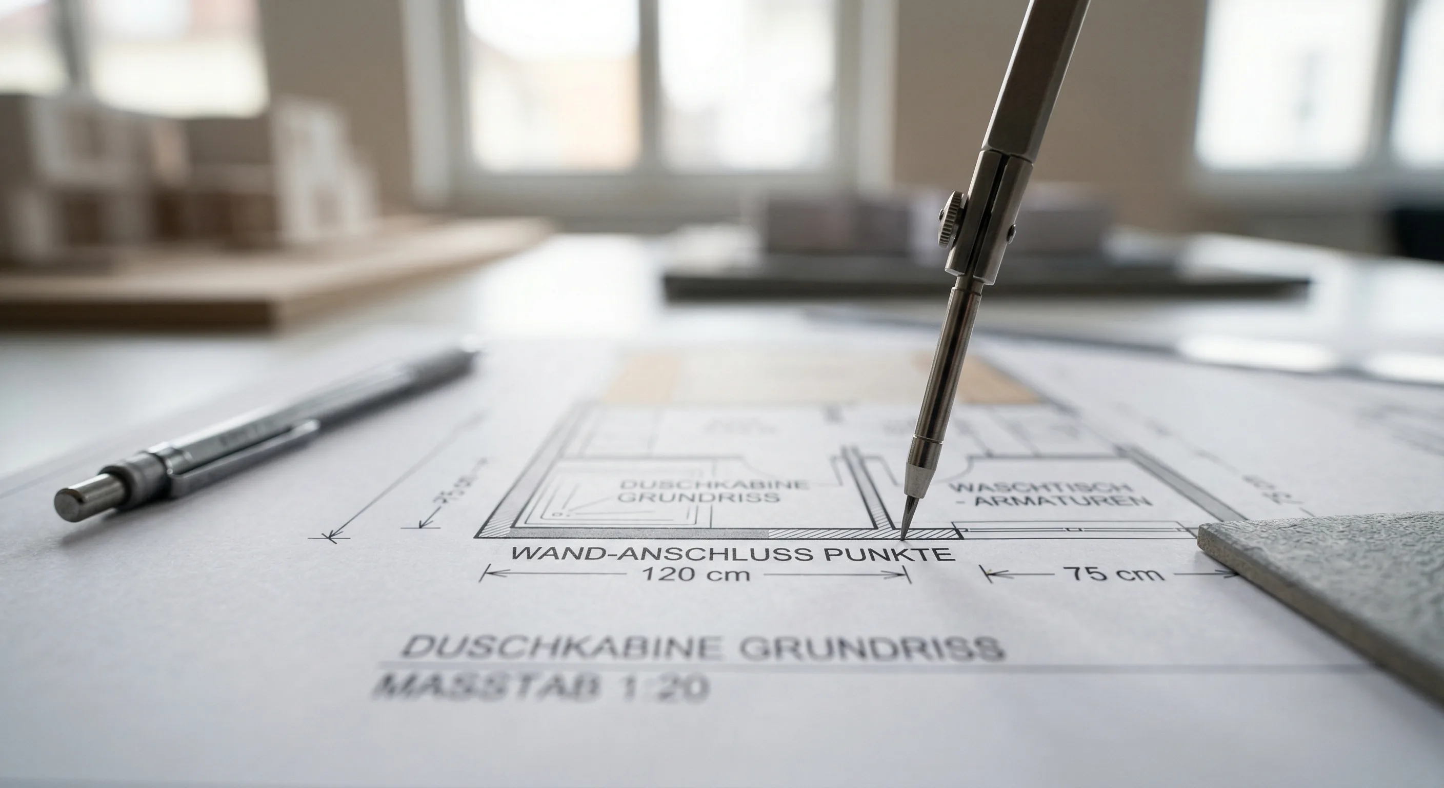 Badezimmer Planung – Topallaj Haustechnik GmbH Technischer Grundrissplan für Badezimmer mit Duschkabine – Topallaj Haustechnik