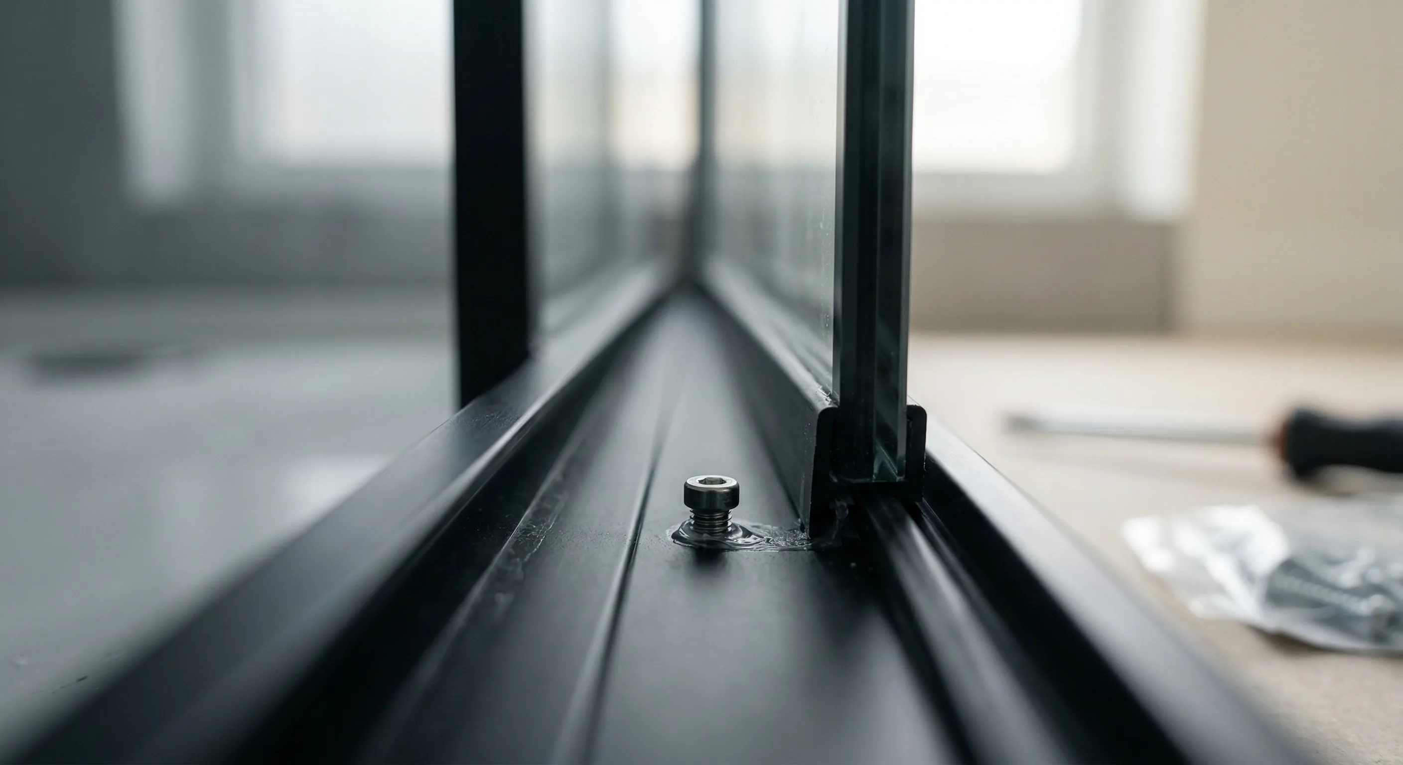 Duschkabinen Montage – Topallaj Haustechnik GmbH Handwerker montiert Glasduschtür einer Duschkabine – Topallaj Haustechnik