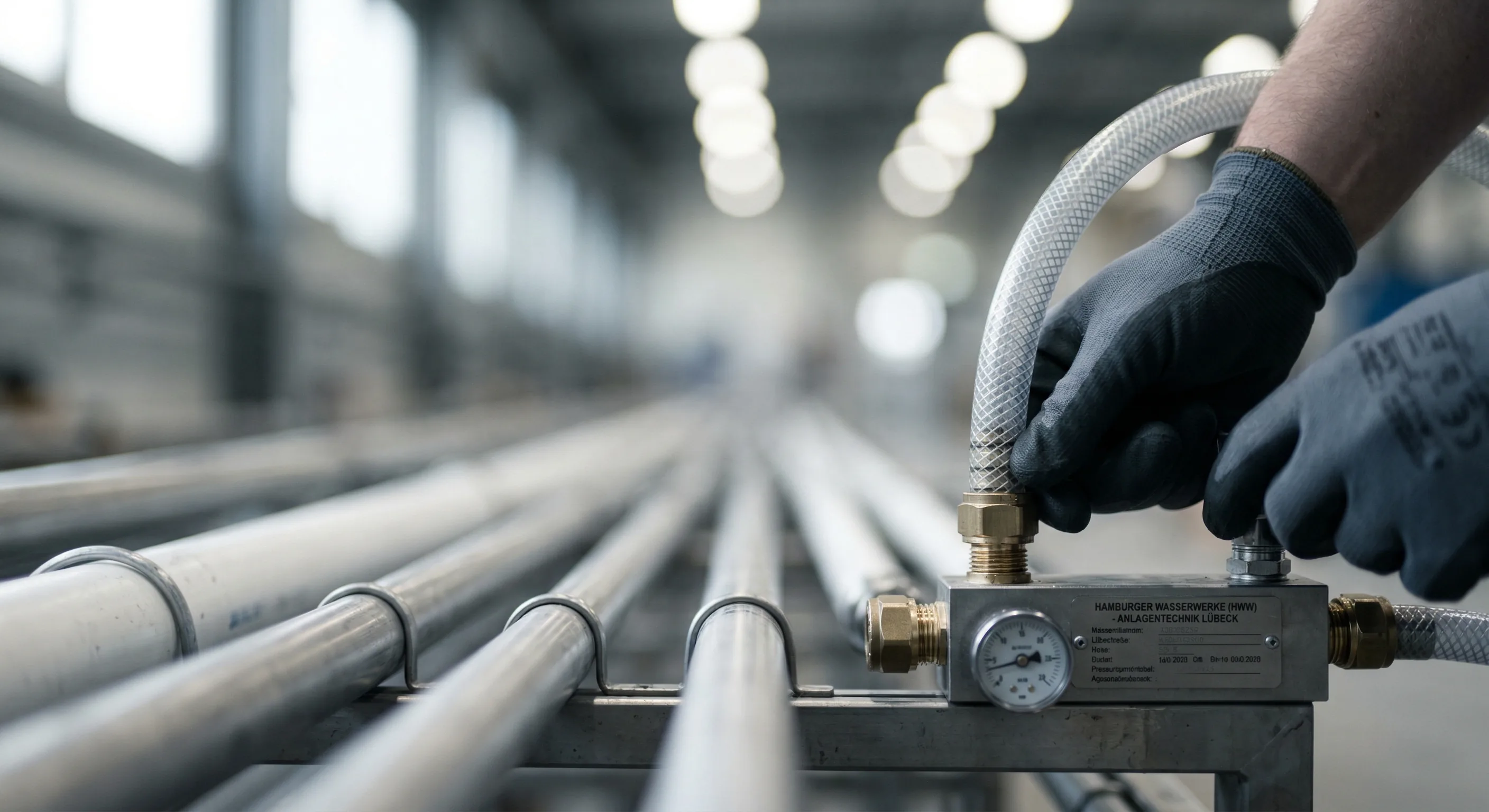 Gewerbliche SHK-Lösungen – Topallaj Haustechnik GmbH Großes Rohrsystem mit Druckmessern für gewerbliche SHK-Anlage – Topallaj Haustechnik