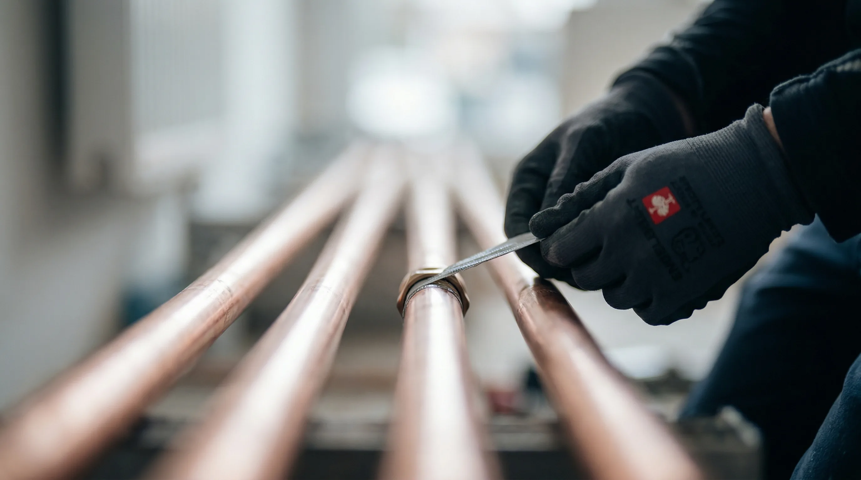 Leckortung Wasserleitung – Topallaj Haustechnik GmbH Tropfendes Leck an Kupferrohr im Keller – Leckortung durch Topallaj Haustechnik