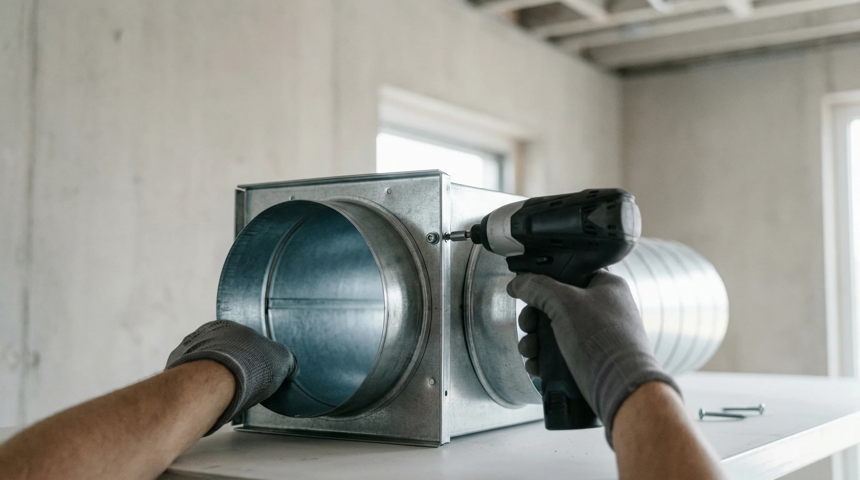 Lüftungstechnik & Montage – Topallaj Haustechnik GmbH Monteur installiert Lüftungsanlage – Topallaj Haustechnik