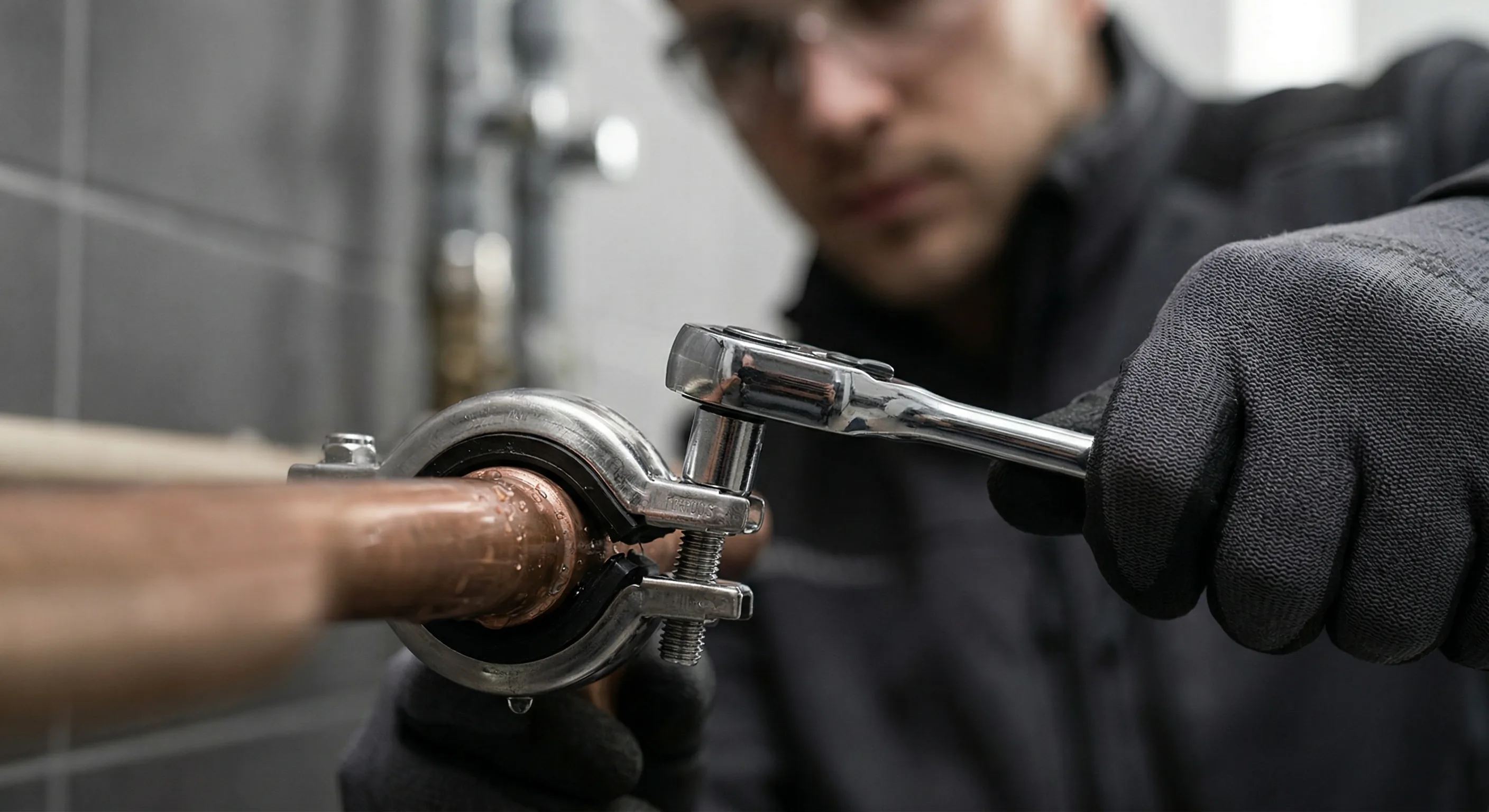 Rohrbruchbehebung – Topallaj Haustechnik GmbH Klempner repariert Rohrbruch mit Rohrschelle – Topallaj Haustechnik